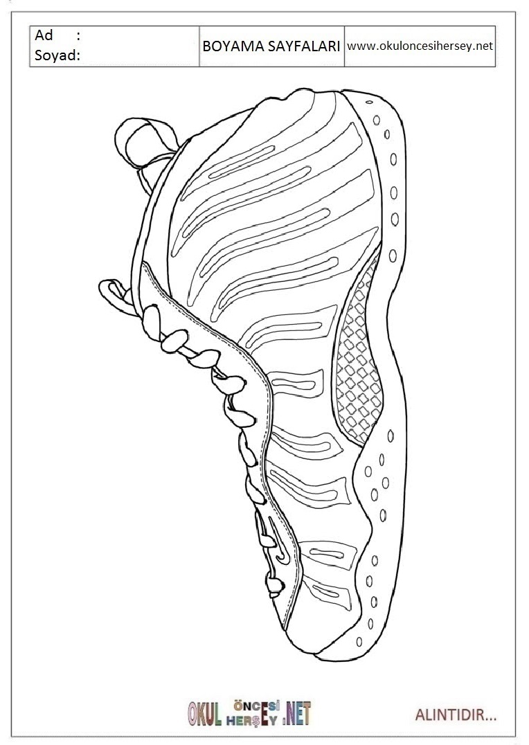 Çocuklar İçin Spor-Ayakkabısı Boyama Sayfaları 